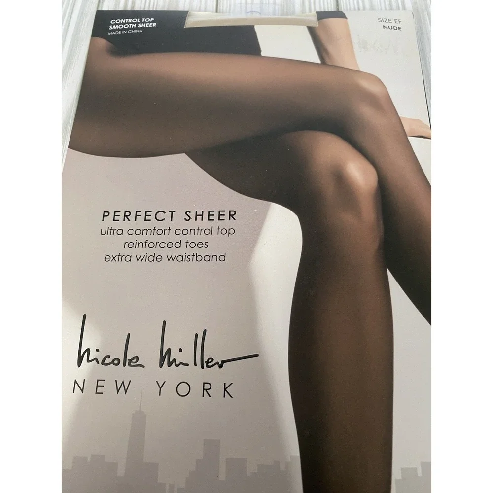 Nicole Miller New York Perfect Sheer Pantyhose Control Top NIP Size EF Nude‎